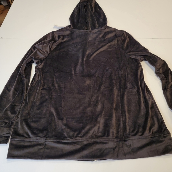 Livi Zip-Front Hoodie Jacket Velour Black Size 18/20 NEW! - Picture 8 of 10